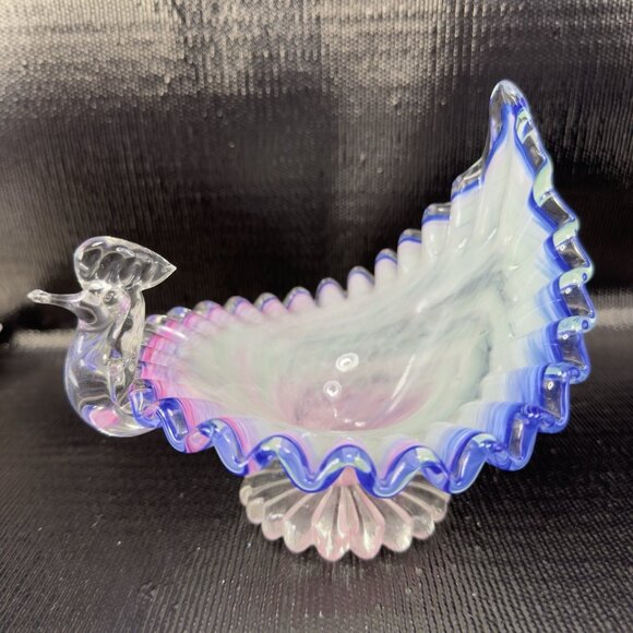 Venetian Art Glass Duck Bird Chicken Shaped Dish Bowl Candy Dish Container Italy - Picture 1 of 13